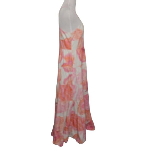Hutch Floral Astor Maxi Dress Womens Size 6 Orange Pink Tiered Cotton Lined - Picture 4 of 11